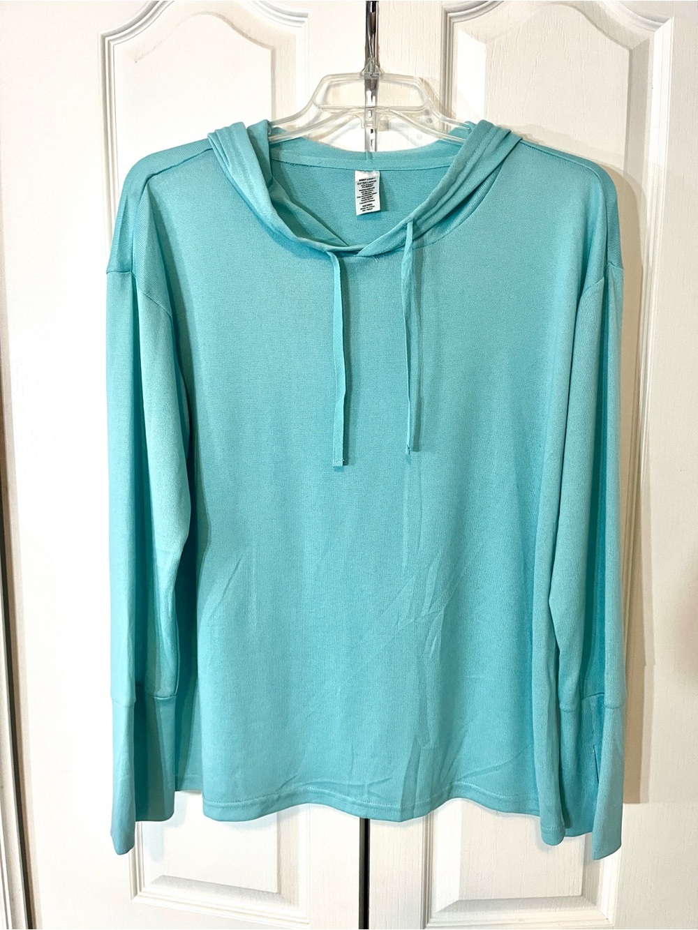 West Loop Pale Teal Aqua Lightweight Hooded Pullover Hoodie NWT XL Thumbhole Top